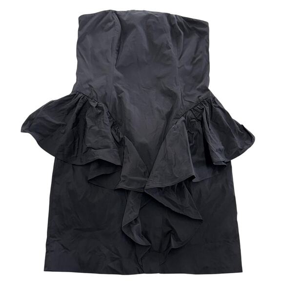 Pearl Marchesa Dress Womens 6 Black Strapless Ruffle Mini Evening Party Cocktail - Picture 1 of 7